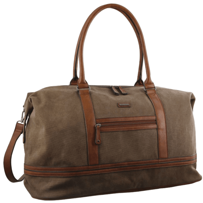 Load image into Gallery viewer, Pierre Cardin Canvas Overnight Bag Business Travel Luggage Weekend Duffle Unisex - Brown-1