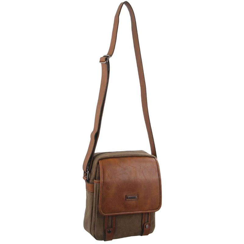 Load image into Gallery viewer, Pierre Cardin Unisex Canvas Cross Body Messenger Bag Satchel Sling - Brown/Cognac-2