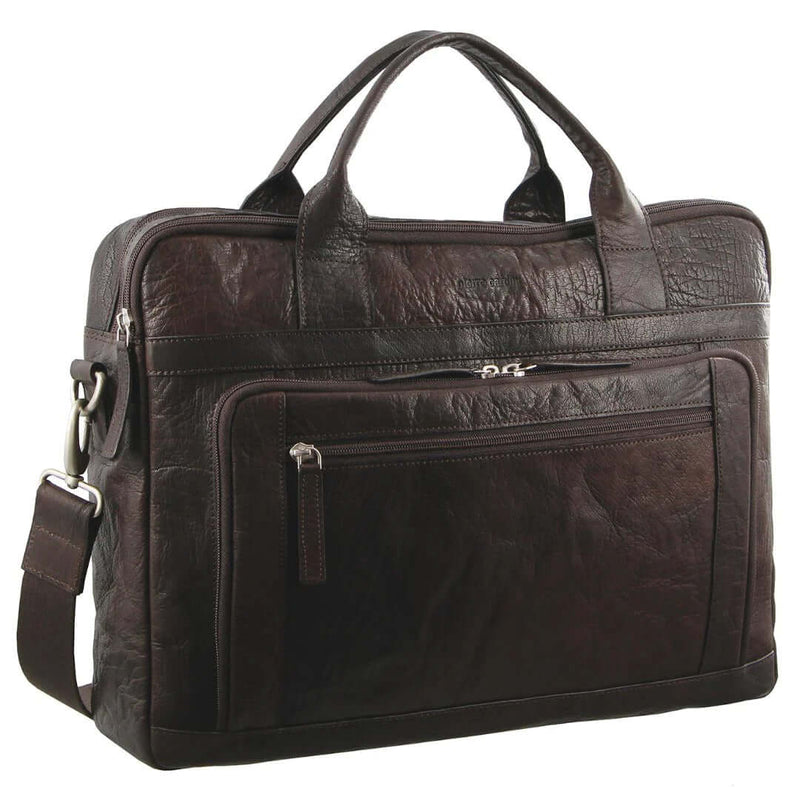 Load image into Gallery viewer, Pierre Cardin Messenger Bag Leather 15" Laptop Computer Business Crossbody Briefcase- Brown-0