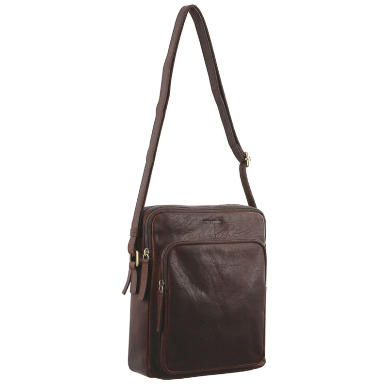Load image into Gallery viewer, Pierre Cardin Italian Leather Tablet Bag Messenger Cross Body - Chestnut-2