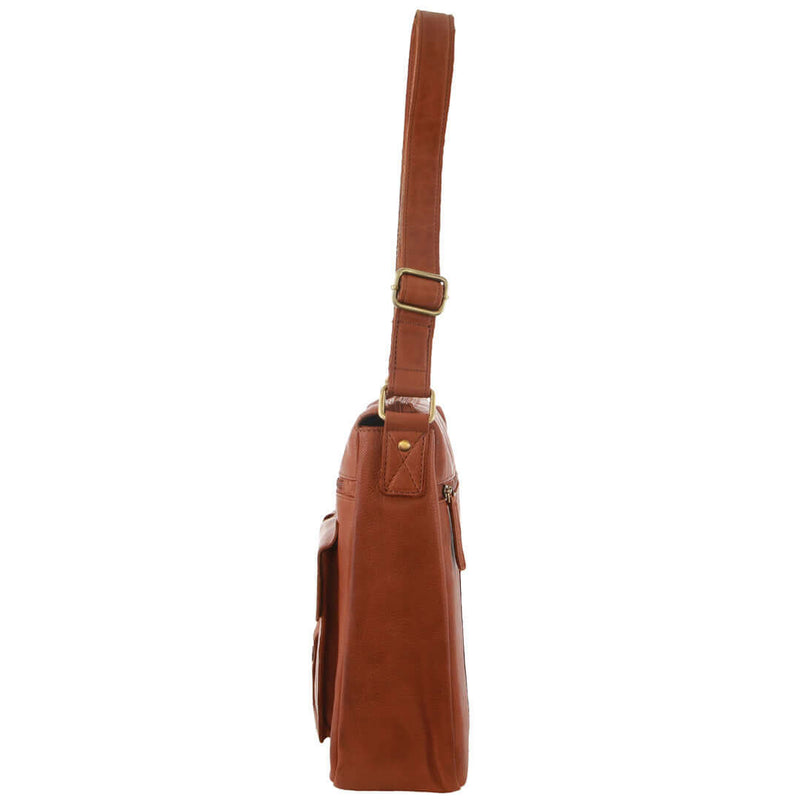 Load image into Gallery viewer, Pierre Cardin Leather Briefcase Bag Tote 13" Laptop Rustic Satchel Travel - Cognac-2