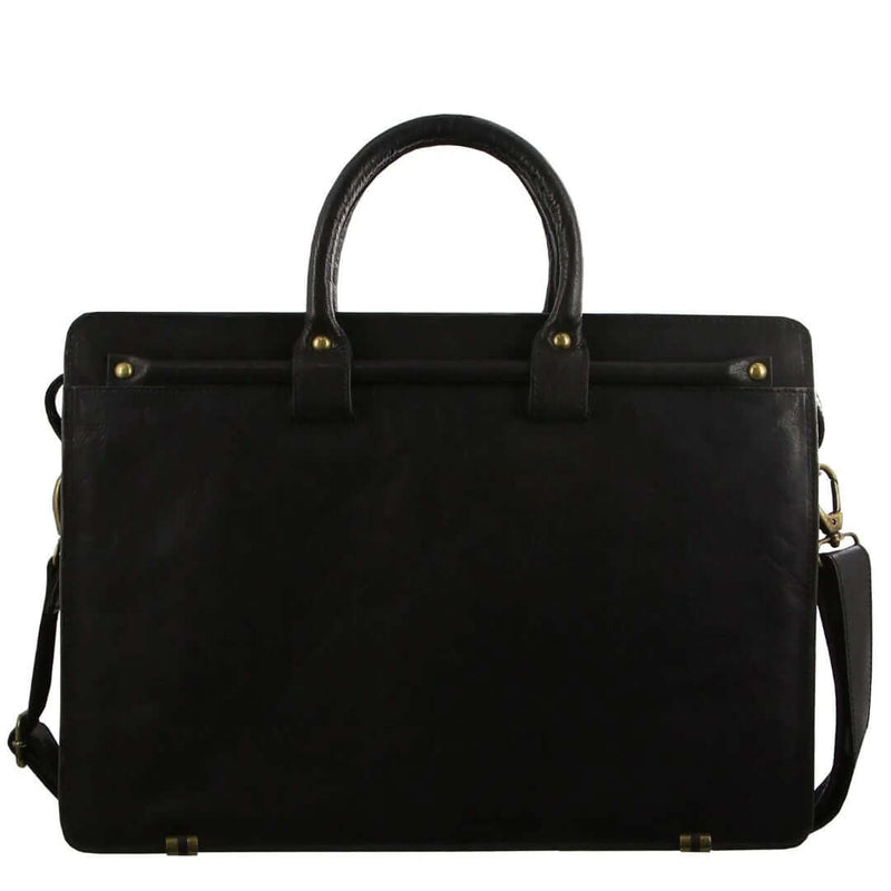 Load image into Gallery viewer, Pierre Cardin Mens Rustic Leather 15" Laptop Computer Shoulder Bag Handbag Briefcase - Black-3