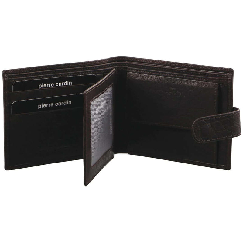 Load image into Gallery viewer, Pierre Cardin Mens Leather Wallet Flap Credit Card Slots RFID Protected - Black-2