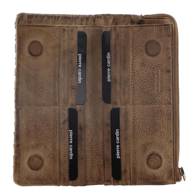 Load image into Gallery viewer, Pierre Cardin Womens Soft Rustic Leather Wallet Coin RFID Purse - Latte-2