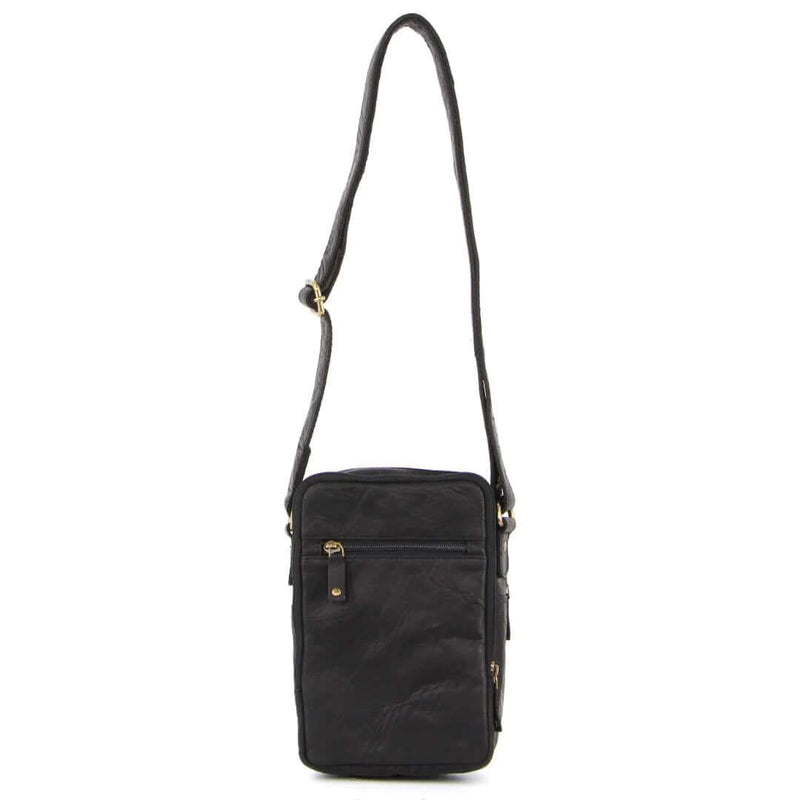 Load image into Gallery viewer, Pierre Cardin Rustic Leather Cross Body Bag Messenger Mens Satchel Day Pack - Black-3