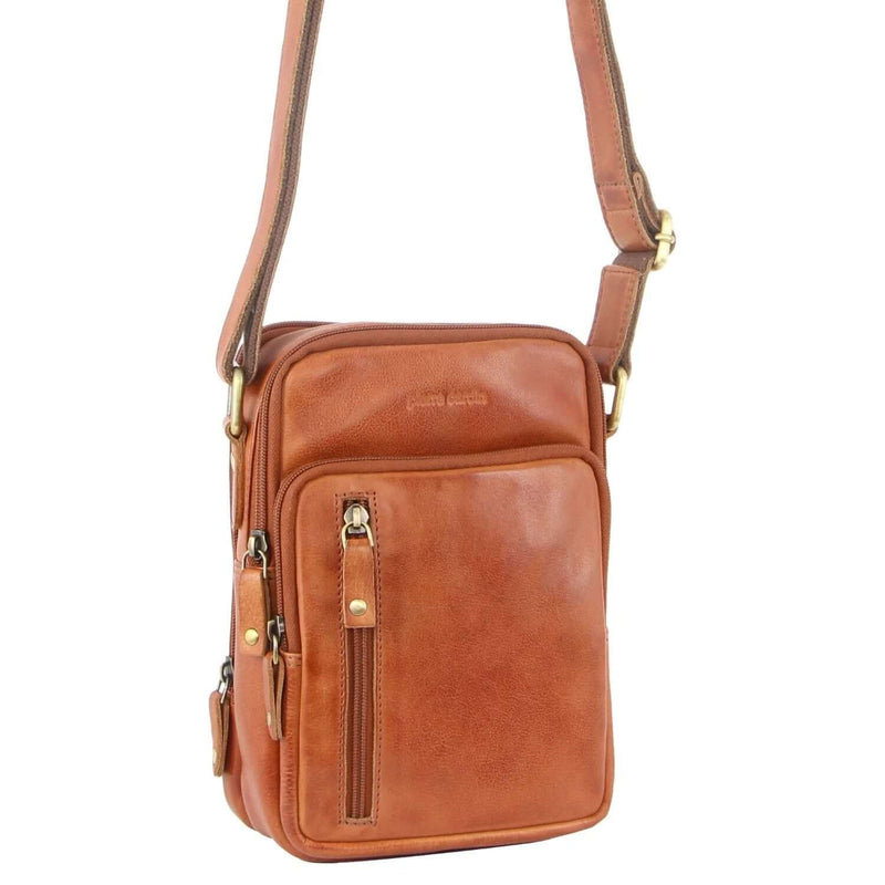 Load image into Gallery viewer, Pierre Cardin Cross Body Bag Unisex Sling Shoulder Messenger Travel - Cognac-0