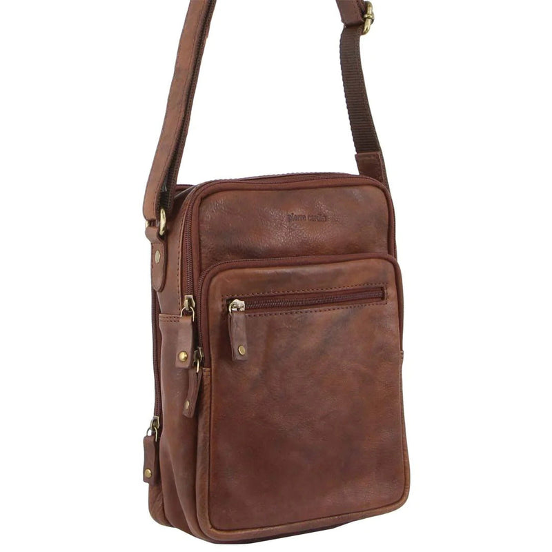 Load image into Gallery viewer, Pierre Cardin Italian Leather Tablet Bag Cross Body Messenger - Chocolate-0