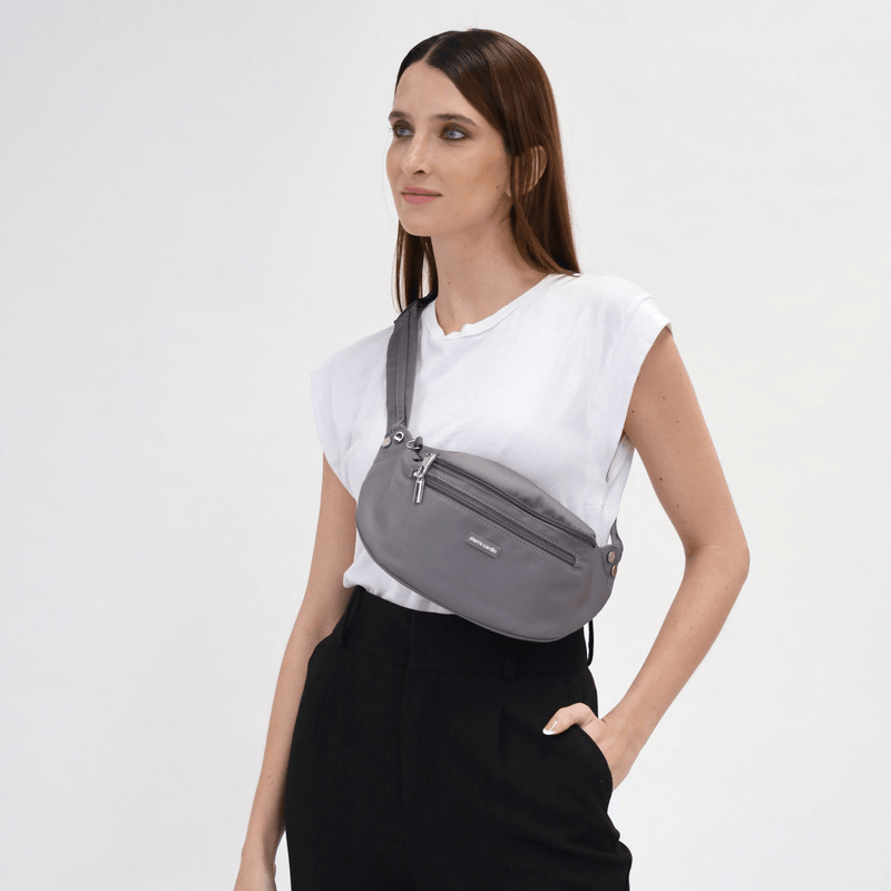 Load image into Gallery viewer, Pierre Cardin Anti-Theft Waist Bum Bag Belt Pouch Travel Hiking Zip Wallet - Grey-2