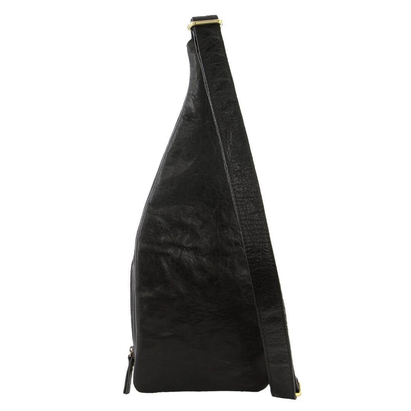 Load image into Gallery viewer, Pierre Cardin Mens Sling Bag Rustic Leather Crossbody Chest Backpack - Black-3