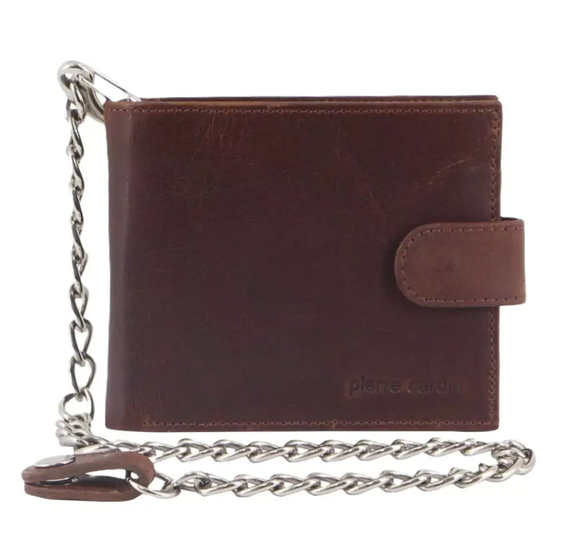 Load image into Gallery viewer, Pierre Cardin Zip Around Mens Leather Wallet with Chain in Chestnut-1