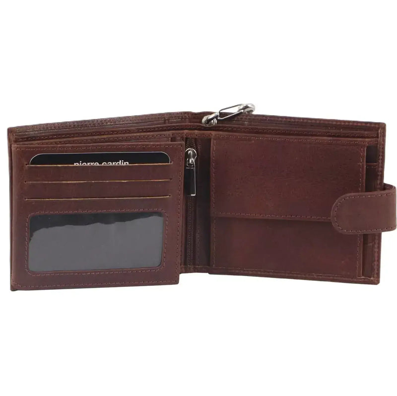 Load image into Gallery viewer, Pierre Cardin Zip Around Mens Leather Wallet with Chain in Chestnut-2