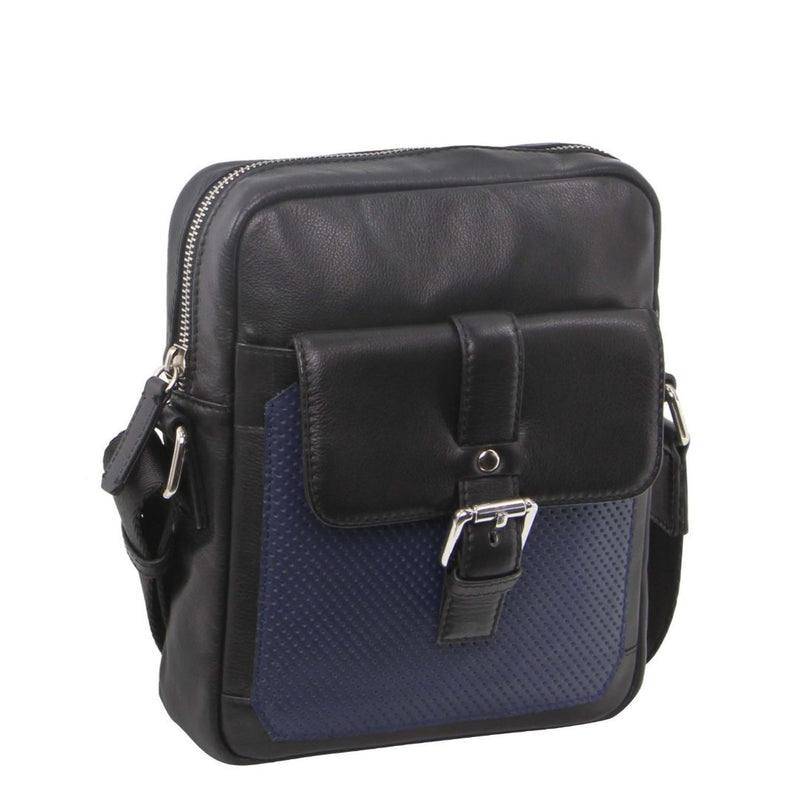 Load image into Gallery viewer, Pierre Cardin Pebbled Leather Organizer Bag Cross Body - Black/Navy-0
