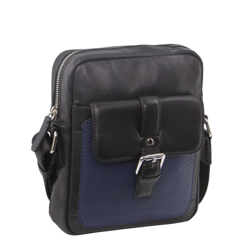 Load image into Gallery viewer, Pierre Cardin Pebbled Leather Organizer Bag Cross Body - Black/Navy-0