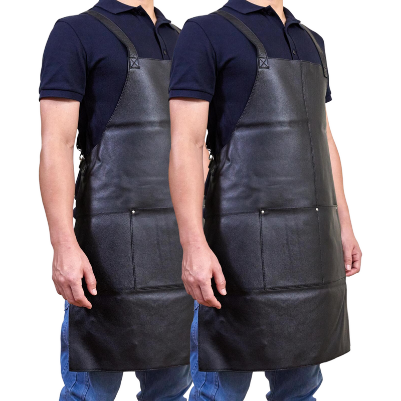 Load image into Gallery viewer, 2x Pierre Cardin Professional Leather Apron Butcher Woodwork Barber Chef - Black-1