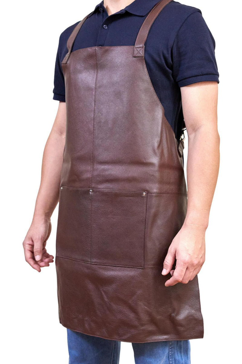 Load image into Gallery viewer, Pierre Cardin Professional Leather Apron Butcher Woodwork Hairdressing Barber Chef - Brown-3