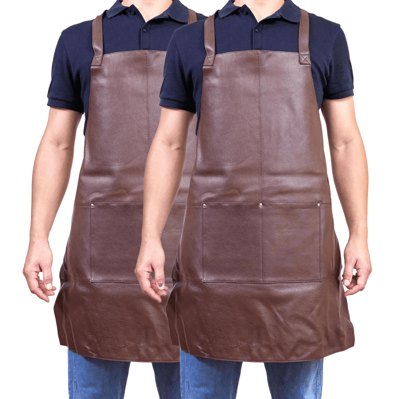 Load image into Gallery viewer, 2x Pierre Cardin Professional Leather Apron Butcher Woodwork Barber Chef - Brown-2