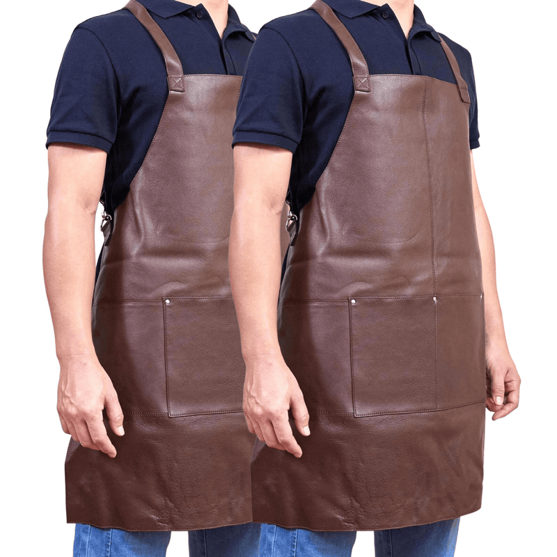 Load image into Gallery viewer, 2x Pierre Cardin Professional Leather Apron Butcher Woodwork Barber Chef - Brown-1