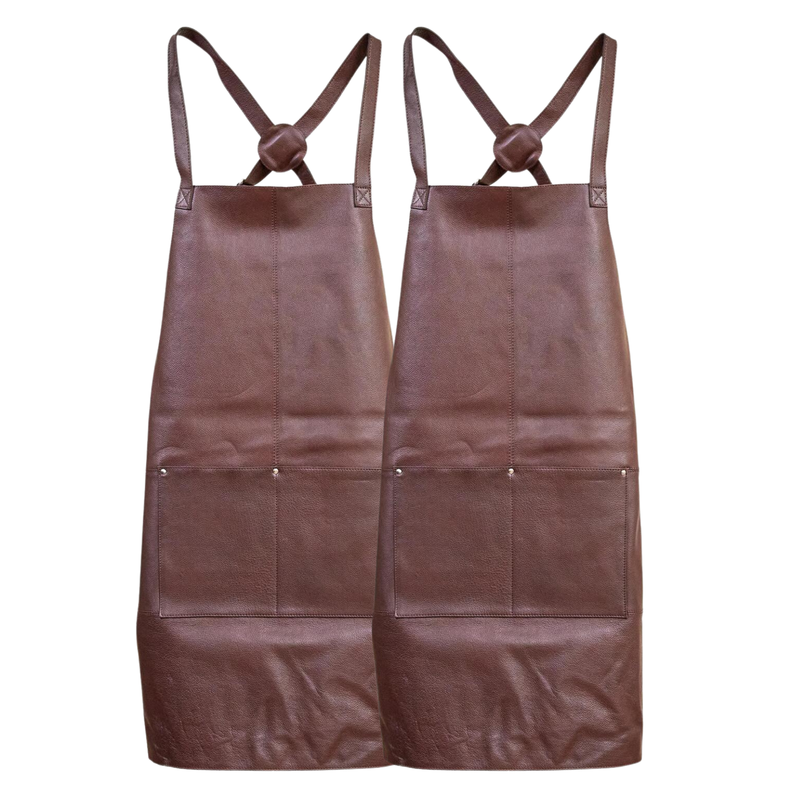 Load image into Gallery viewer, 2x Pierre Cardin Professional Leather Apron Butcher Woodwork Barber Chef - Brown-0