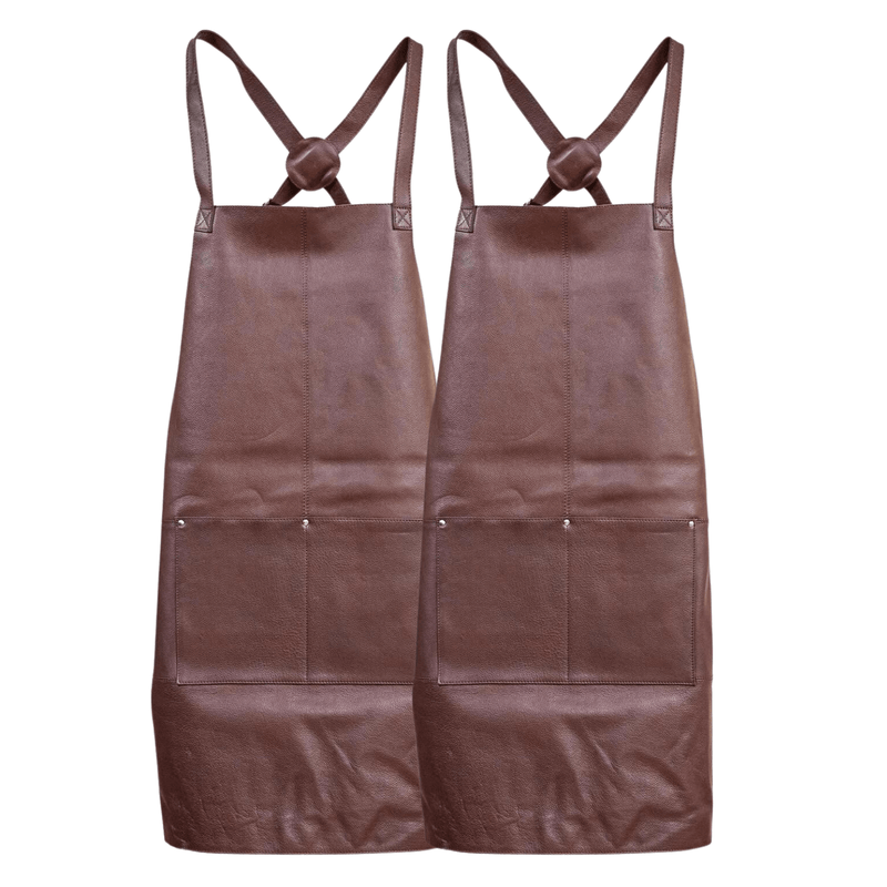 Load image into Gallery viewer, 2x Pierre Cardin Professional Leather Apron Butcher Woodwork Barber Chef - Brown-0