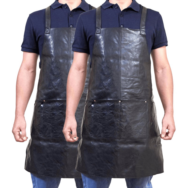 Load image into Gallery viewer, 2x Pierre Cardin Professional Leather Apron Butcher Woodwork Barber Chef - Black-2