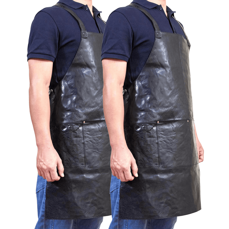 Load image into Gallery viewer, 2x Pierre Cardin Professional Leather Apron Butcher Woodwork Barber Chef - Black-1