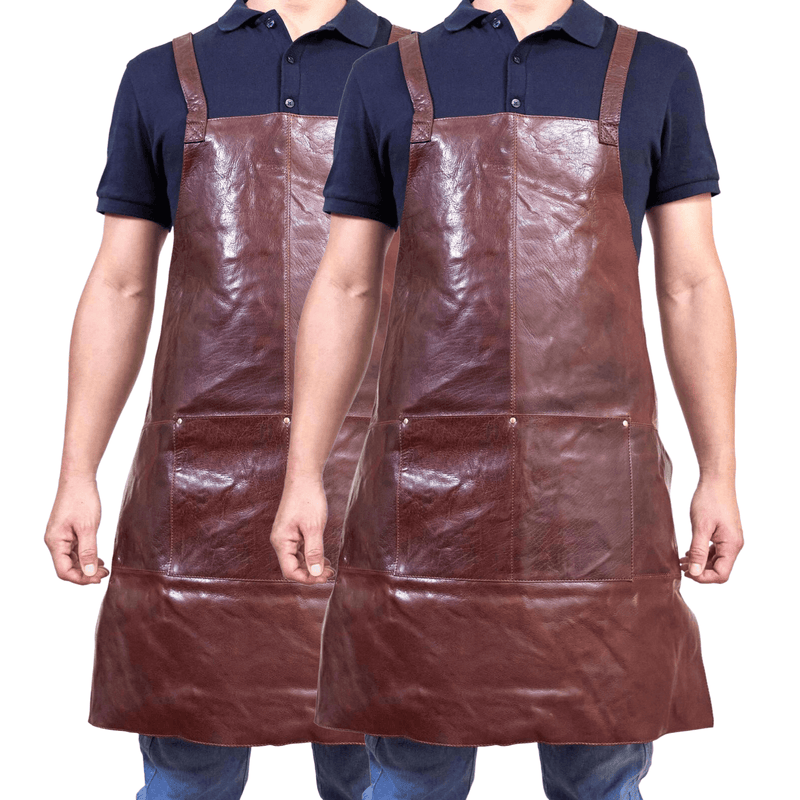 Load image into Gallery viewer, 2x Pierre Cardin Professional Leather Apron Butcher Woodwork Barber - Chestnut-2