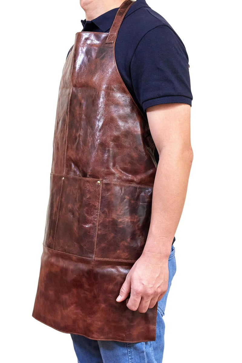 Load image into Gallery viewer, Pierre Cardin Professional Leather Apron Butcher Woodwork Hairdressing Barber Chef - Cognac-3