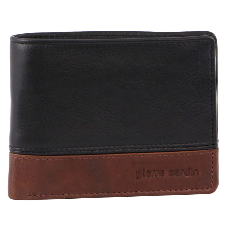 Load image into Gallery viewer, Pierre Cardin Mens Leather Wallet 2-Tone Credit Card Slots RFID - Black/Cognac-2