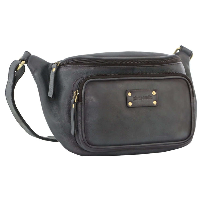 Load image into Gallery viewer, Pierre Cardin Women Sling Bum Bag Leather Crossbody Shoulder Travel Chest - Black-1