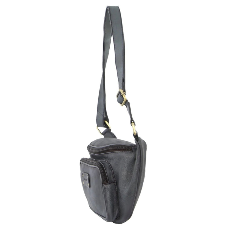 Load image into Gallery viewer, Pierre Cardin Women Sling Bum Bag Leather Crossbody Shoulder Travel Chest - Black-2