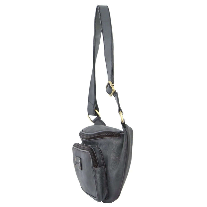 Load image into Gallery viewer, Pierre Cardin Women Sling Bum Bag Leather Crossbody Shoulder Travel Chest - Black-2
