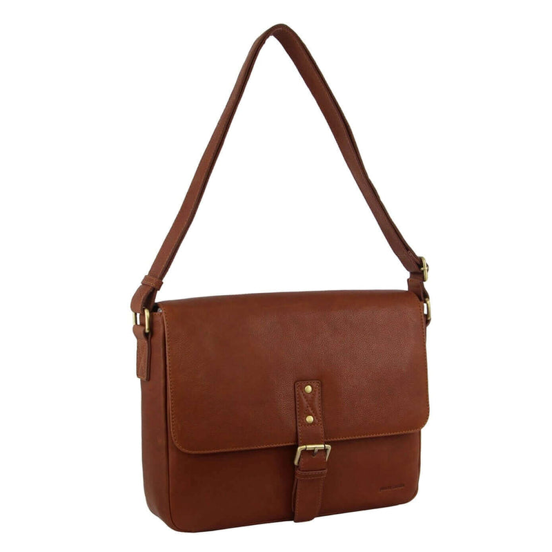 Load image into Gallery viewer, Pierre Cardin Leather Business Bag in Dark Tan with Laptop/Computer Sleeve-0