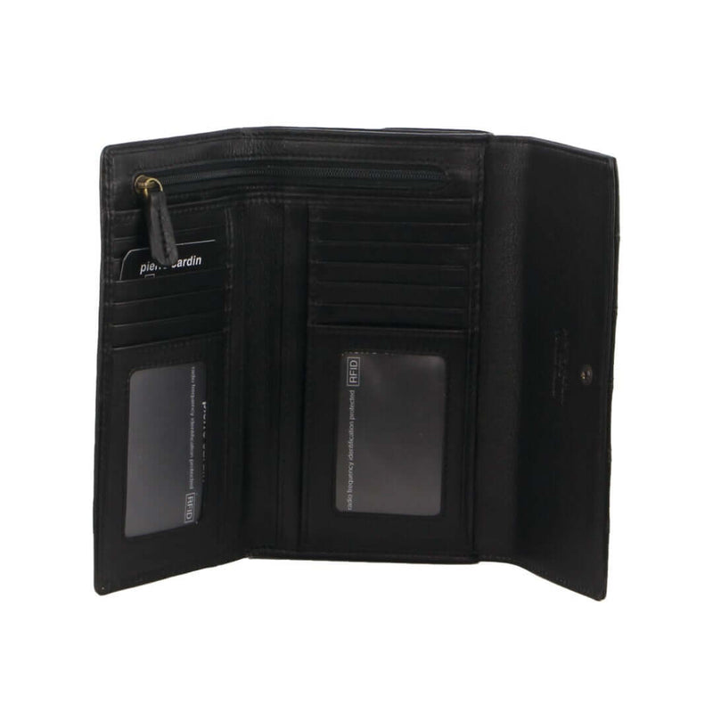 Load image into Gallery viewer, Pierre Cardin Womens Leather Tri-Fold Wallet RFID in Black-0