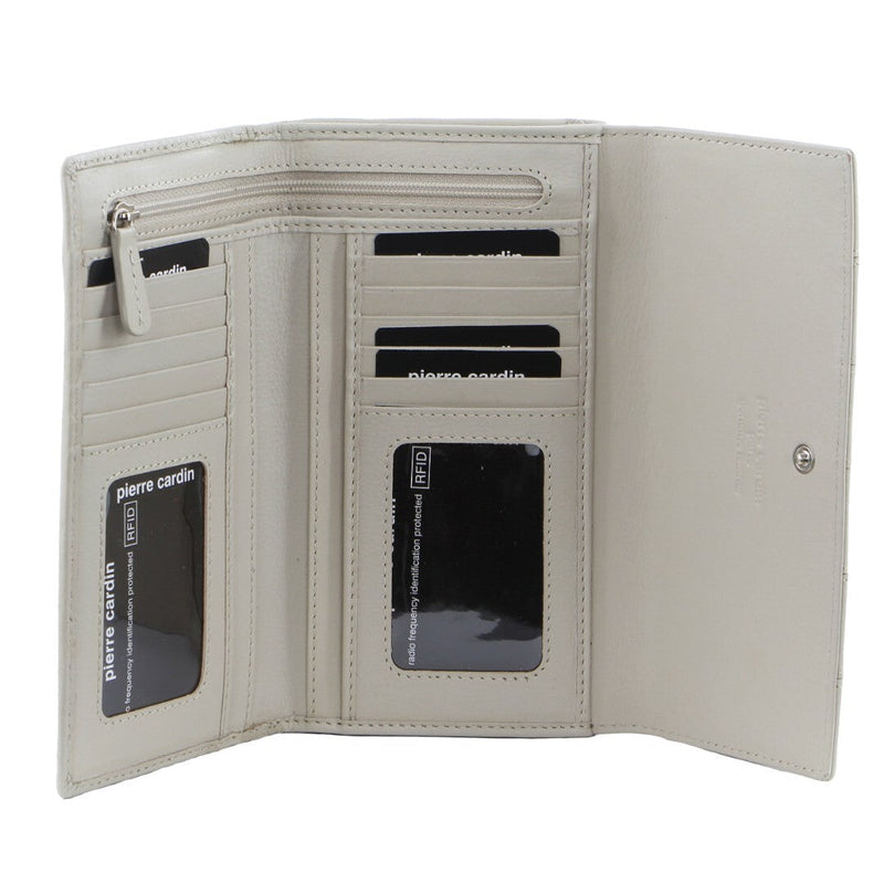 Load image into Gallery viewer, Pierre Cardin Womens Leather Tri-Fold Wallet RFID in Bone-1