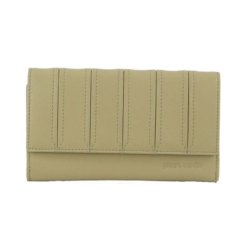 Load image into Gallery viewer, Pierre Cardin Stitch Design Leather Ladies Tri-Fold Wallet in Sand-2