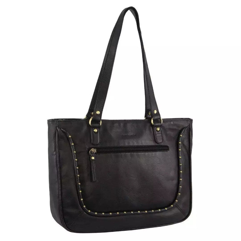Load image into Gallery viewer, Pierre Cardin Womens Leather Stud Detail Tote Bag in Black-0