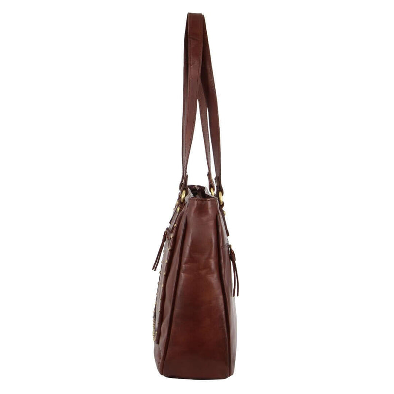 Load image into Gallery viewer, Pierre Cardin Womens Leather Stud Detail Tote Bag in Cognac-3