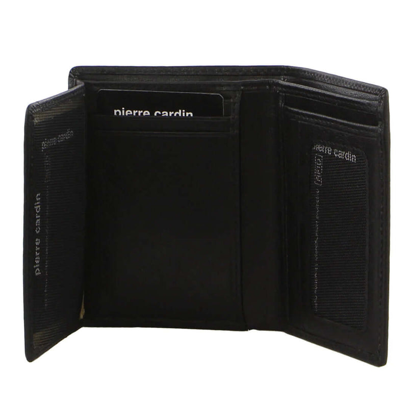 Load image into Gallery viewer, Pierre Cardin Mens Wallet Leather Tri Fold Credit Card Slots Slim RFID - Black-0
