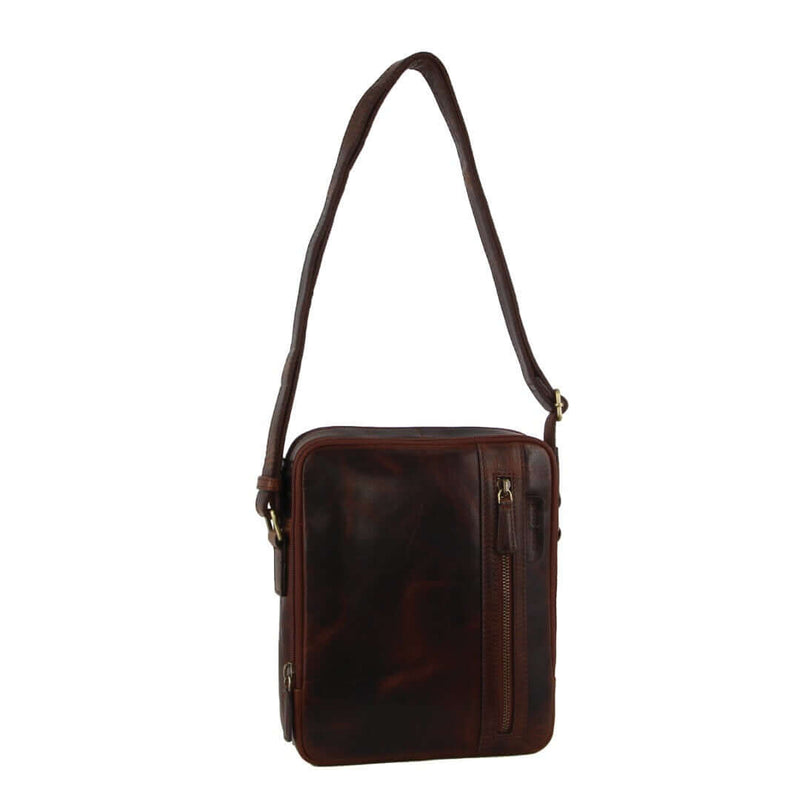 Load image into Gallery viewer, Pierre Cardin Rustic Leather Busines Cross Body Bag for iPad Tablet - Tan-0
