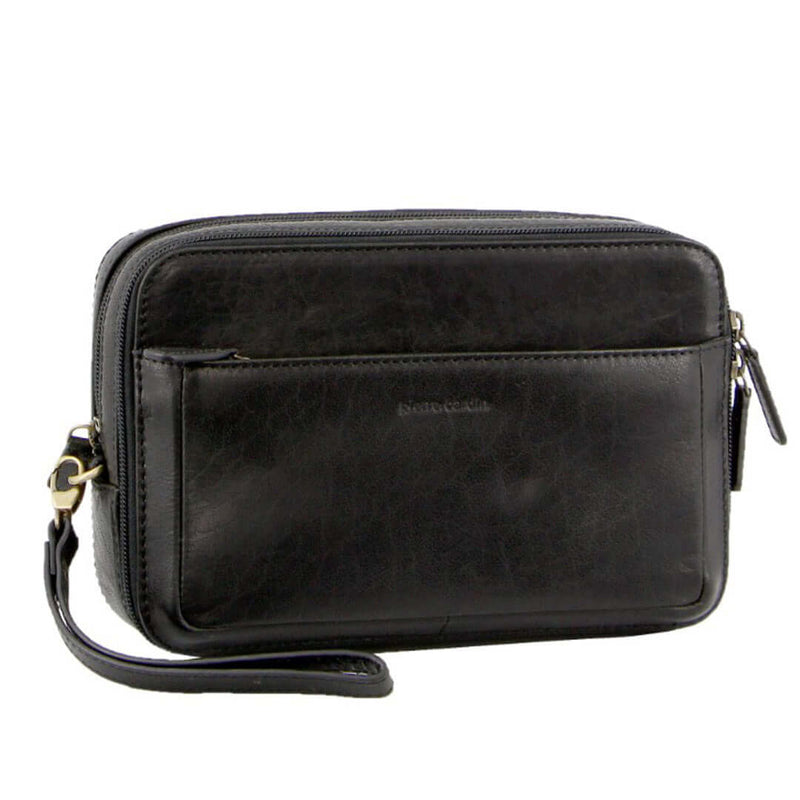 Load image into Gallery viewer, Pierre Cardin Mens Italian Leather Organizer Bag Toiletry Travel - Black-1