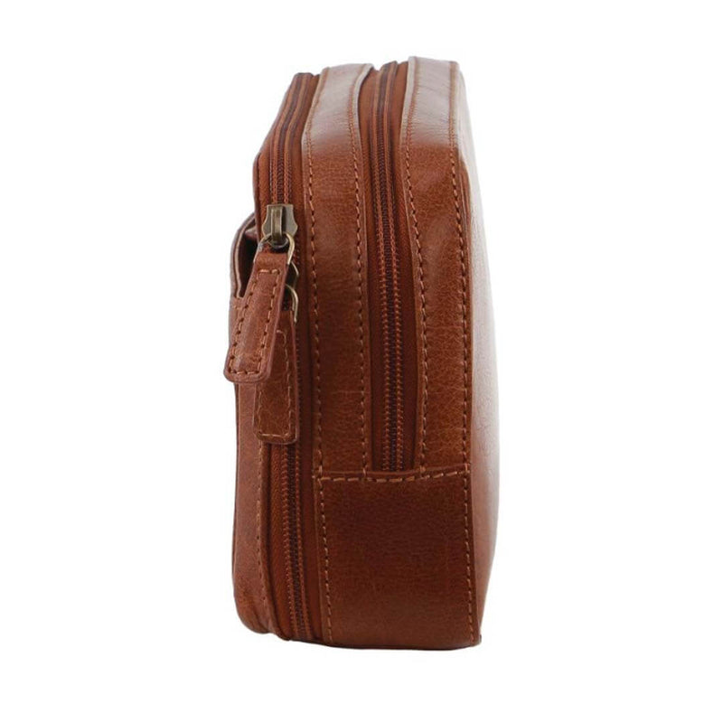 Load image into Gallery viewer, Pierre Cardin Mens Leather Toiletry Bag Travel Organizer Wash Case - Tan-3