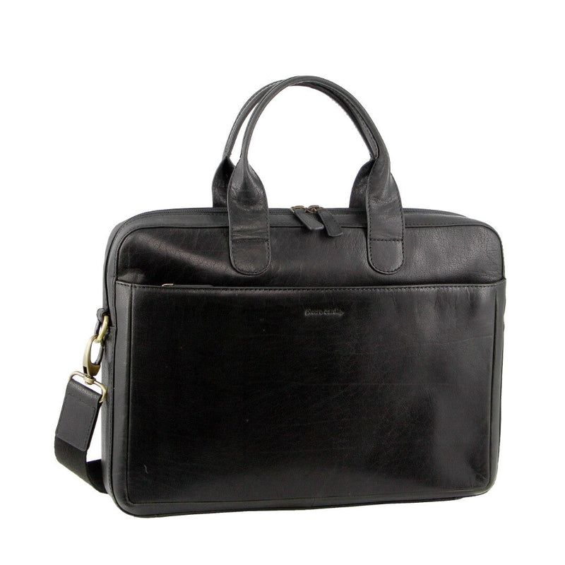 Load image into Gallery viewer, Pierre Cardin Mens Italian Leather 15" Laptop Computer Bag - Black-1