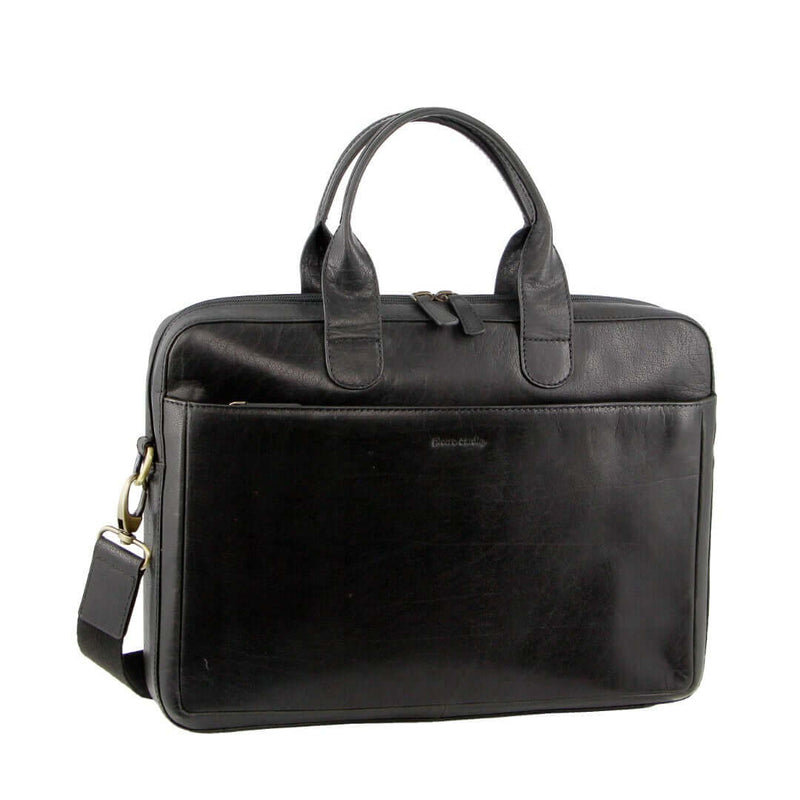 Load image into Gallery viewer, Pierre Cardin Mens Italian Leather 15" Laptop Computer Bag - Black-0