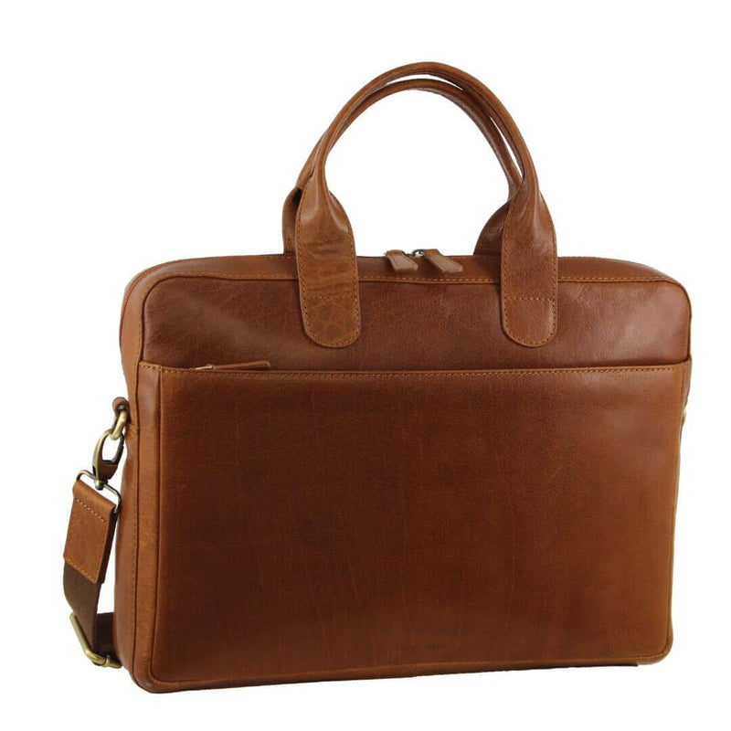 Load image into Gallery viewer, Pierre Cardin Mens Italian Leather 15" Laptop Computer Bag Travel - Tan-0