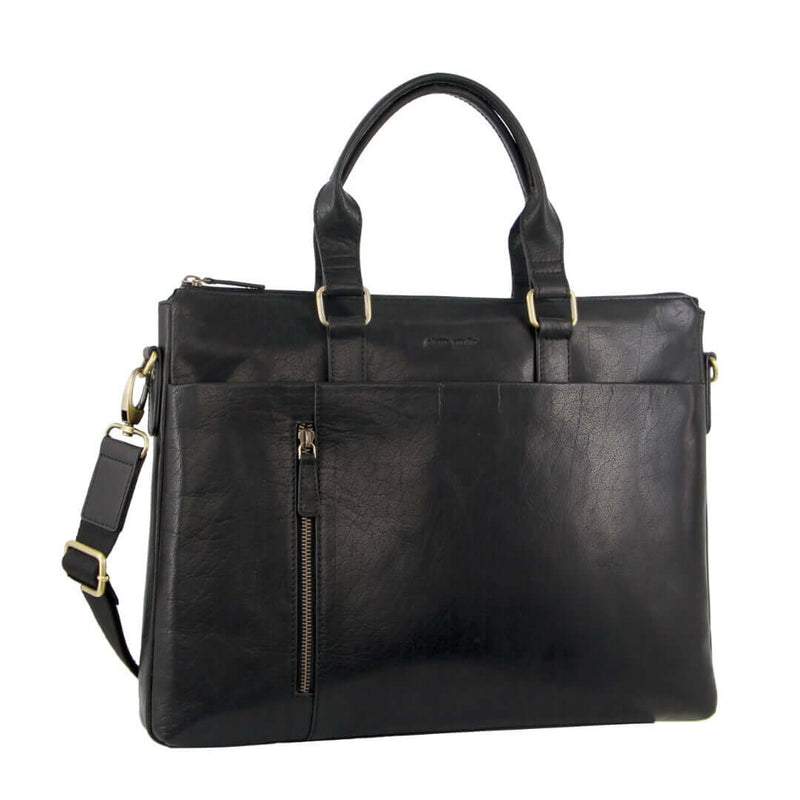 Load image into Gallery viewer, Pierre Cardin Leather 15" Laptop Briefcase Business Bag - Black-1