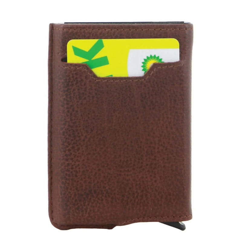 Load image into Gallery viewer, Pierre Cardin Leather Smart Slide Card Holder Tab Wallet RFID - Brown-3