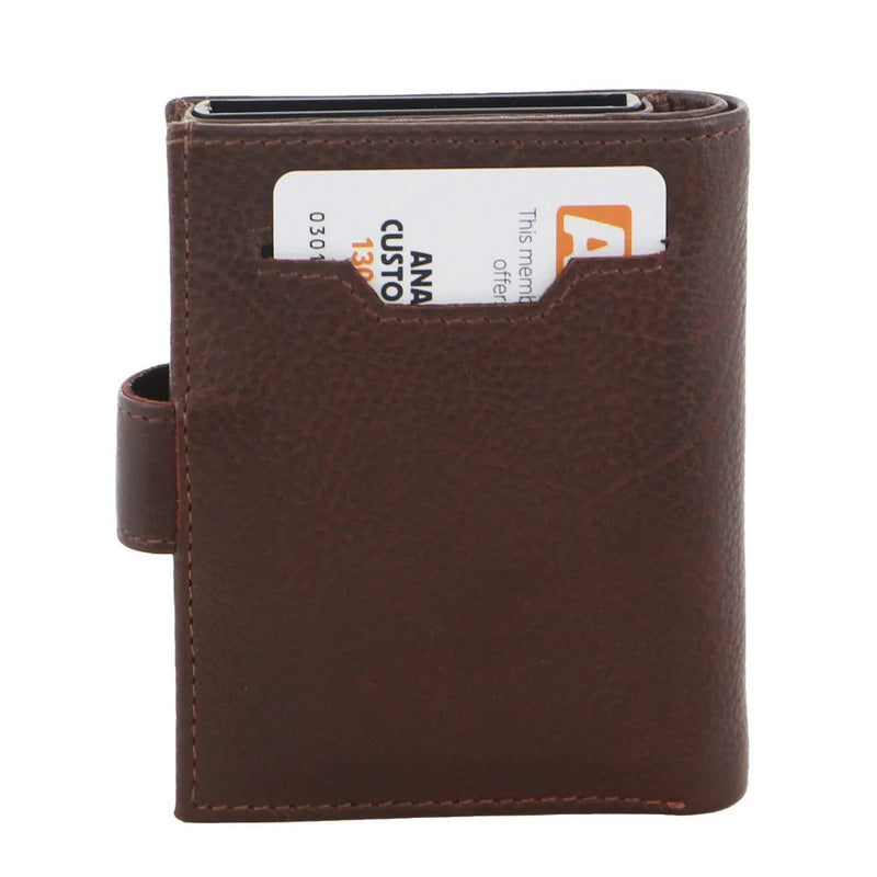 Load image into Gallery viewer, Pierre Cardin Leather Smart Slide Card Holder Tab Wallet RFID - Brown-2