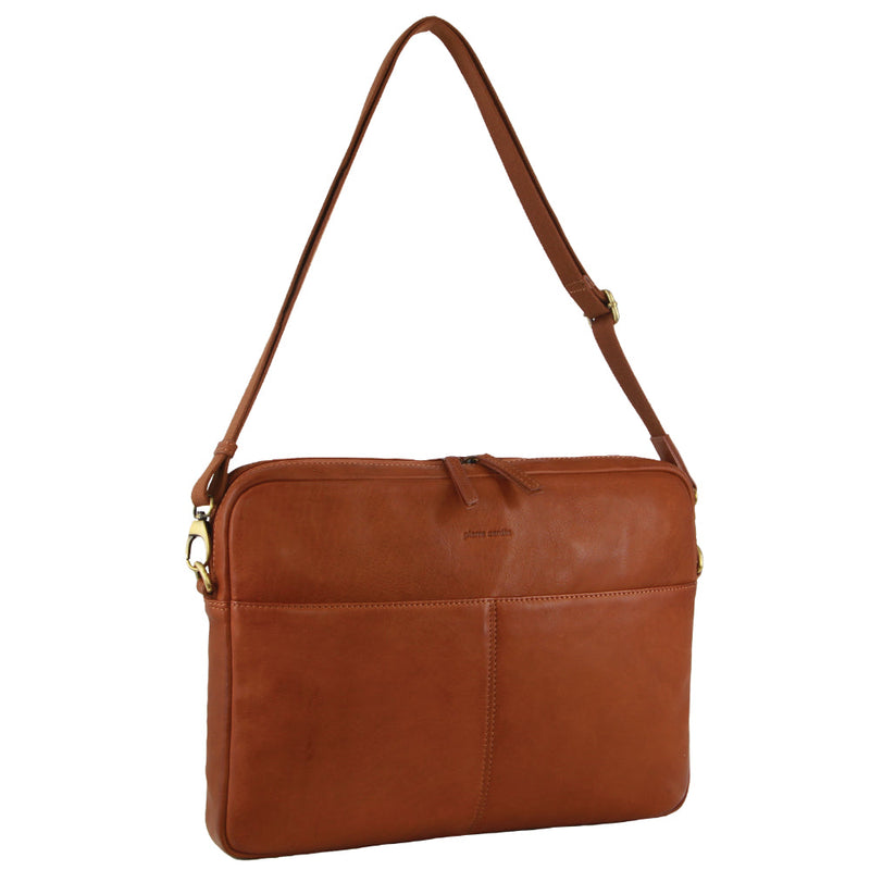Load image into Gallery viewer, Pierre Cardin 13" Italian Leather 15" Laptop Computer Business Bag in Cognac-1