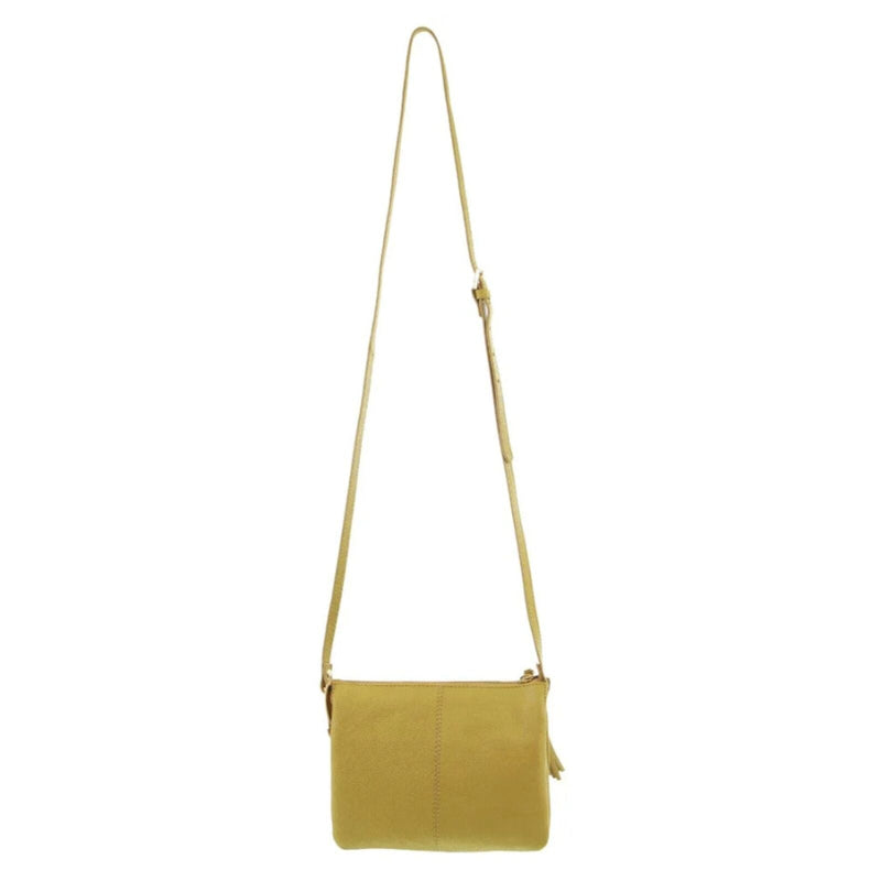 Load image into Gallery viewer, Pierre Cardin Leather Crossbody Bag Tassel Triple Compartment Strap - Yellow-3
