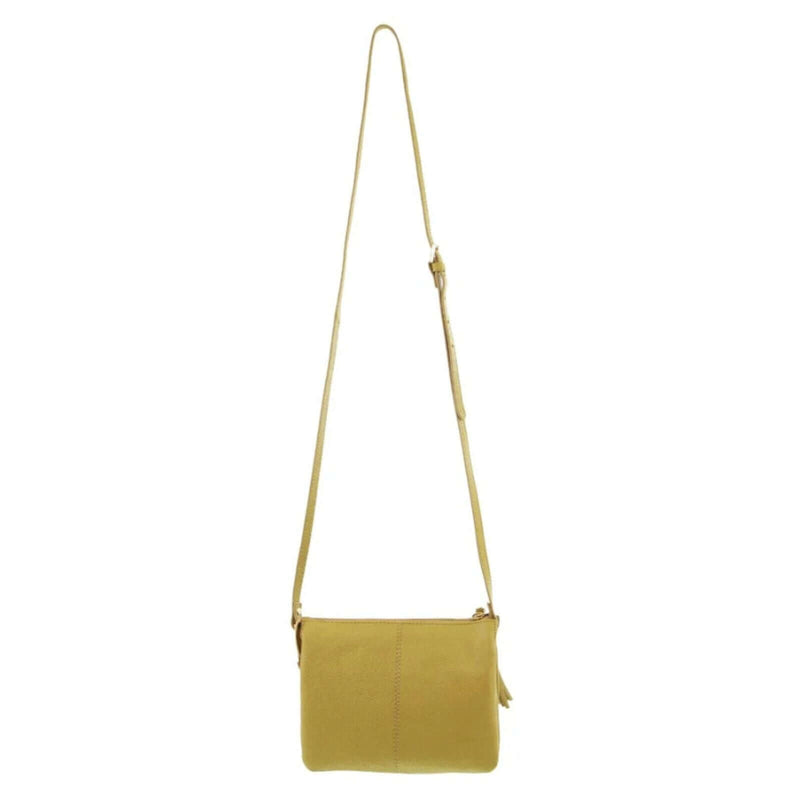 Load image into Gallery viewer, Pierre Cardin Leather Crossbody Bag Tassel Triple Compartment Strap - Yellow-3